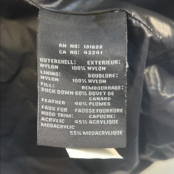 S13 Down/Feather Gloss Faux Fur Trimmed Puffer Coat Jacket Black | M - Picture 7 of 7